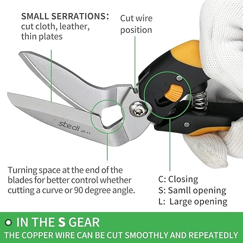 Miniatura 5 de stedi Tijeras de 9 pulgadas, tijeras multiusos, tijeras de cartón y alfombras, mango de TPR, cuchillas extremadamente afiladas con dentadura fina,