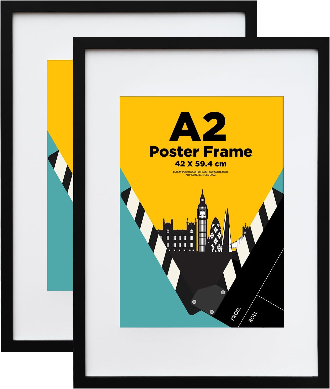 EGOFINE A2 Picture Frames, A2 Frame 100% Solid Wood with Acrylic Glass, 42 X 59.4 cm Photo Frames for Table Top and Wall Mounting, A2 Poster Frames Mount for A3 Picture, Set of 2, Black
