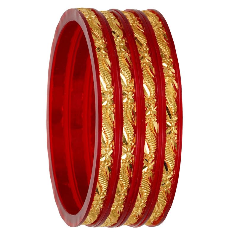 Joyeria Fashions Micro Plating Gold Plated Bangles Set (Pack of 4 Bangles) (2.6) (B0C8V2R4LX) Amazon Price History, Amazon Price Tracker