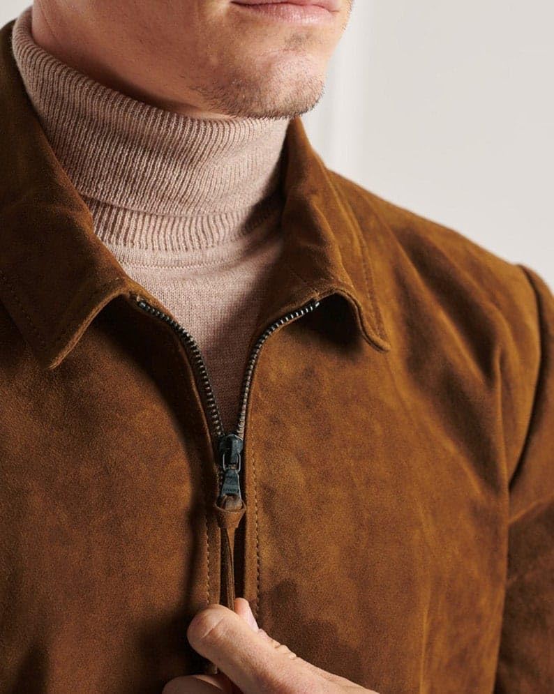 Image of LEATHER JACKET FOR MEN SUEDE.