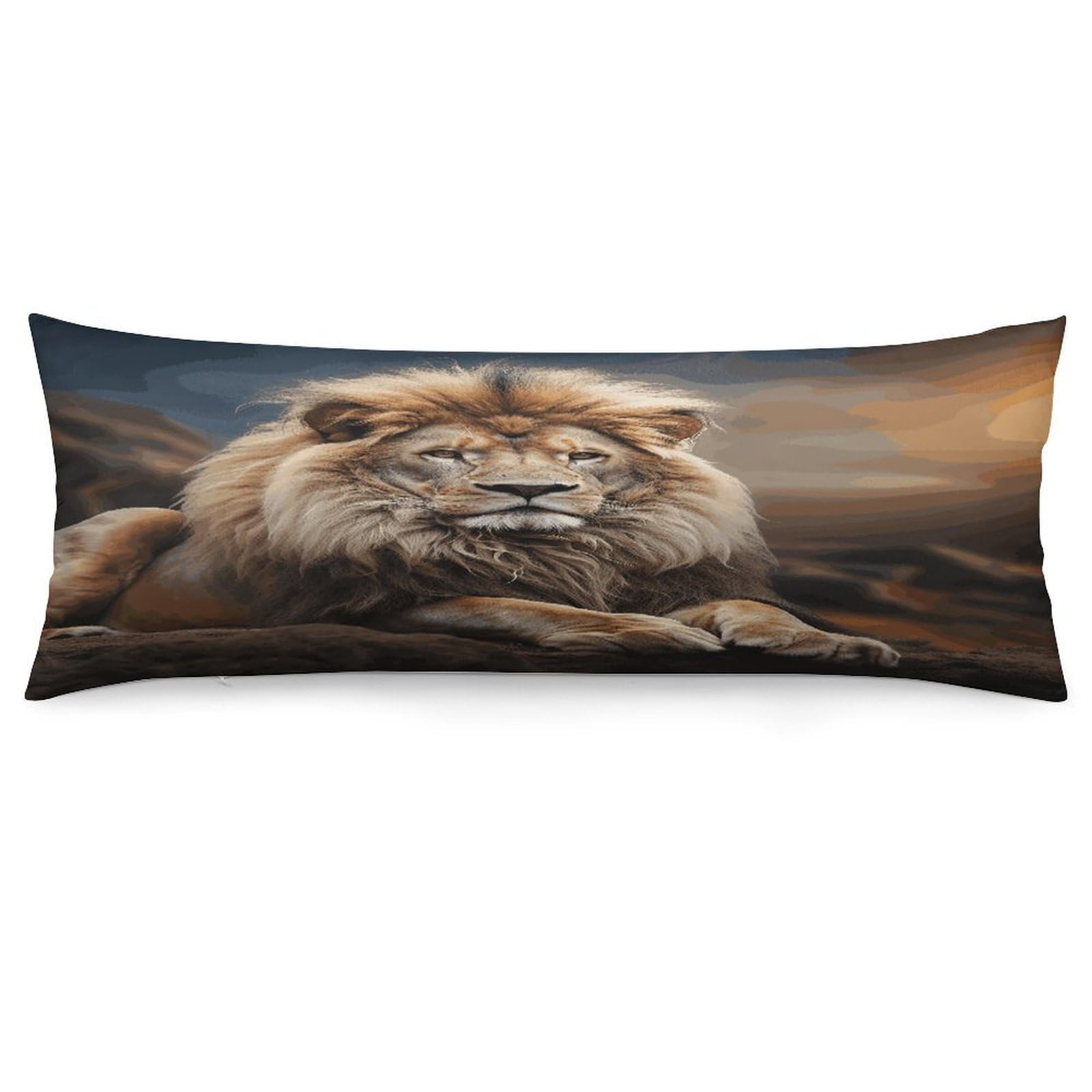 Creative Animals Lion Throw Pillow Cover Soft Lumbar Pillow Covers with Zipper Breathable Rectangular Cushion Case Polyester Pillow Case Decorative Body Pillow Cover for Couch Bed