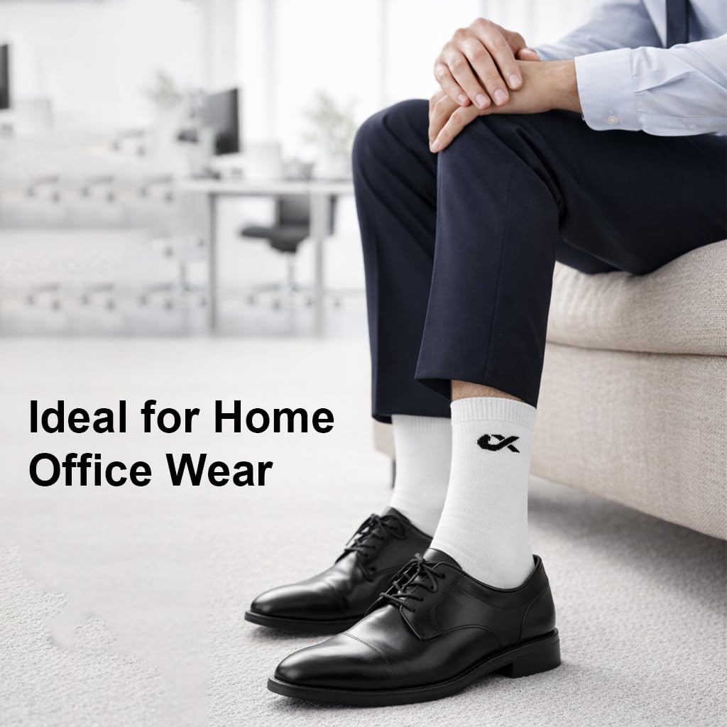 XJARVIS ® Texas - Calcetines de alta calidad para hombre, de algodón peinado, de longitud completa, para verano, sin olor y comodidad transpirable, talla única, color blanco, gris y negro