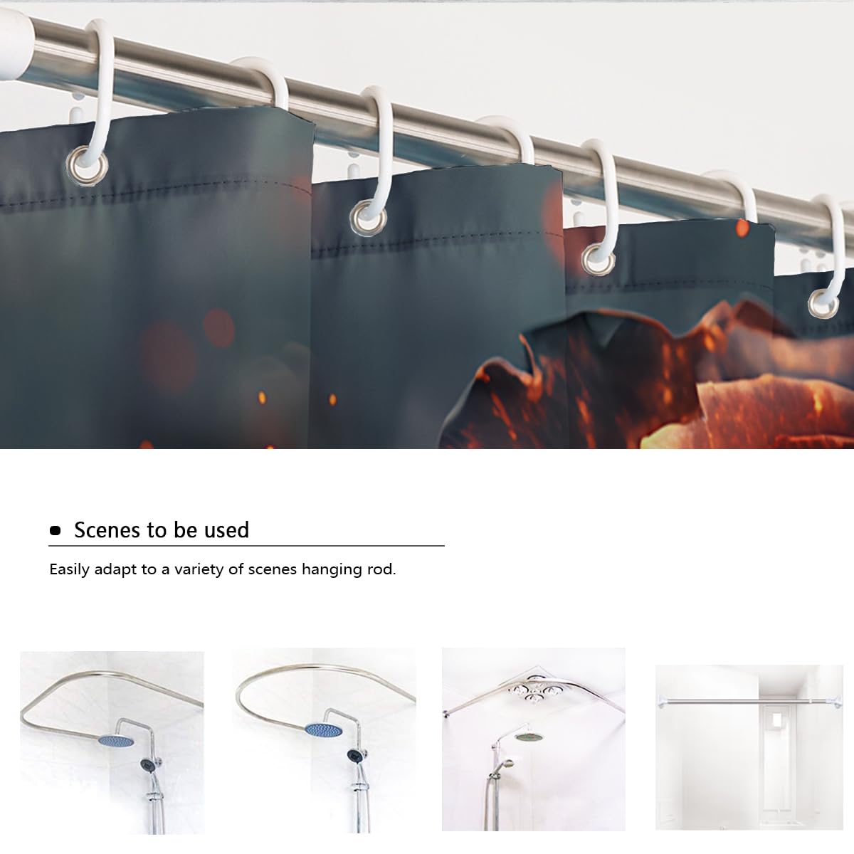 Tende Doccia Teschio Rosa Arancione Gotico Halloween Bagno 200x200cm