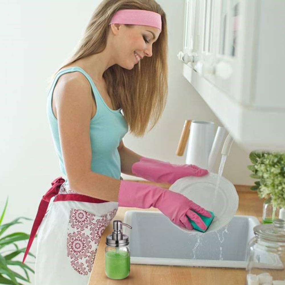 Dispenser Sapone In Vetro Da 16oz Con Pompa Acciaio Inox - Per Bagno E Cucina, Elegante E Funzionale - Foto 7