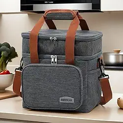 Bolsa Térmica Lancheira Para Marmita 2 Compartimentos Grandes 13 Litros Conserva Alimentos Alça Ombro Ajustável Impermeável Trabalho Escola Faculdade Academia Passeio Praia Piscina Bebidas Premium