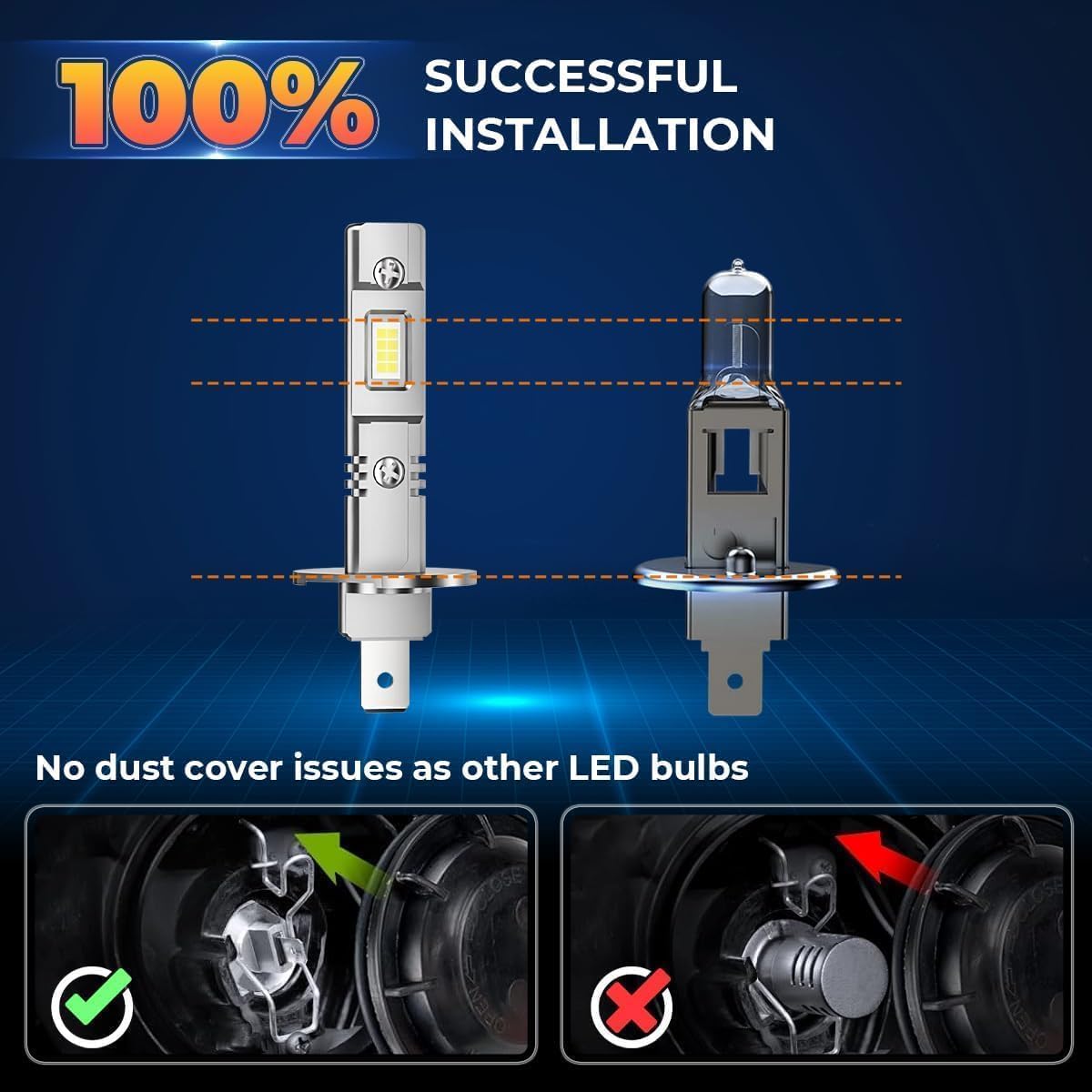 Fit for Hyundai Elantra 2001 2002 2003 2004 2005 2006 H1 H7 Light Bulbs Combo, H1 High Beam + H7 Low Beam 80,000LM 6500K Cool White, 1:1 Design, 3-Minute Plug & Play Installation, Pack of 4