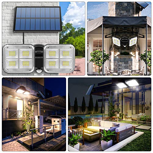 OSALADI Luzes solares para ambientes externos LED com sensor de movimento solar 2 cabeças de seguran