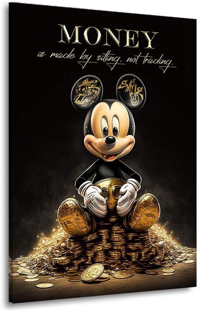 Kunstgestalten24 Mickey Picture Gold Style Motivation Mickey Pictures on Canvas XXL Living Room Canvas Mickey Pictures Pictures Canvas XXL 30 x 40 x 2 cm