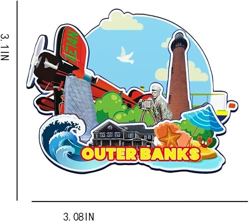 Miniatura 3 de Outer Banks 2938 - Imán de madera para nevera, diseño de Carolina del Norte, Monumentos 3D, recuerdos coleccionables, decoración hecha a mano