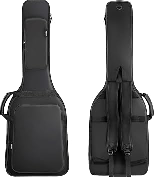 Electric Guitar with Carrying Case, 37.5 x 12.75 Inches, Black & White HSS Pickup Configuration, 39" Black Electric Guitar Bag, Modern