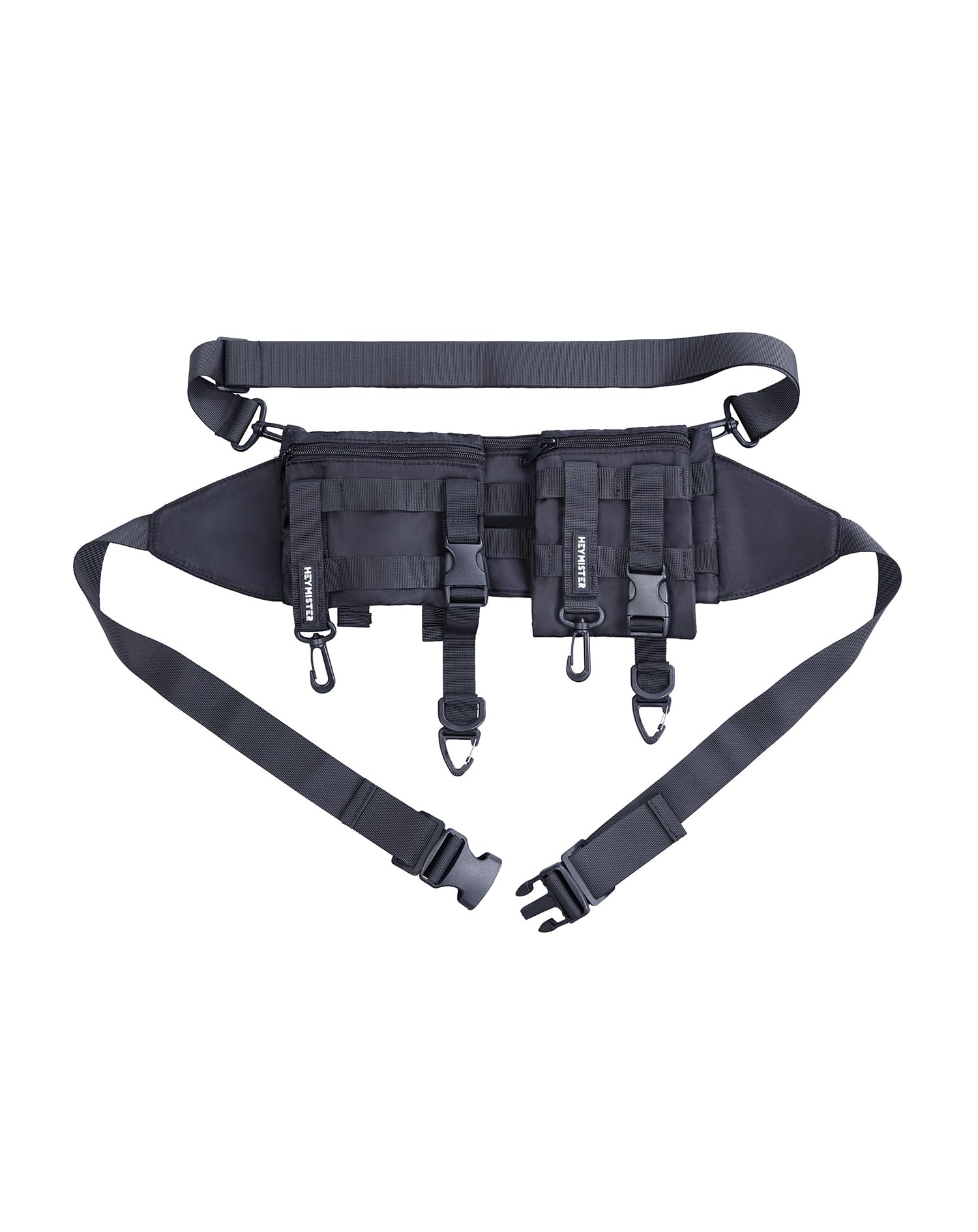 MFCT Men's Techwear Fashion Waist Bag with Straps (Black-b3)