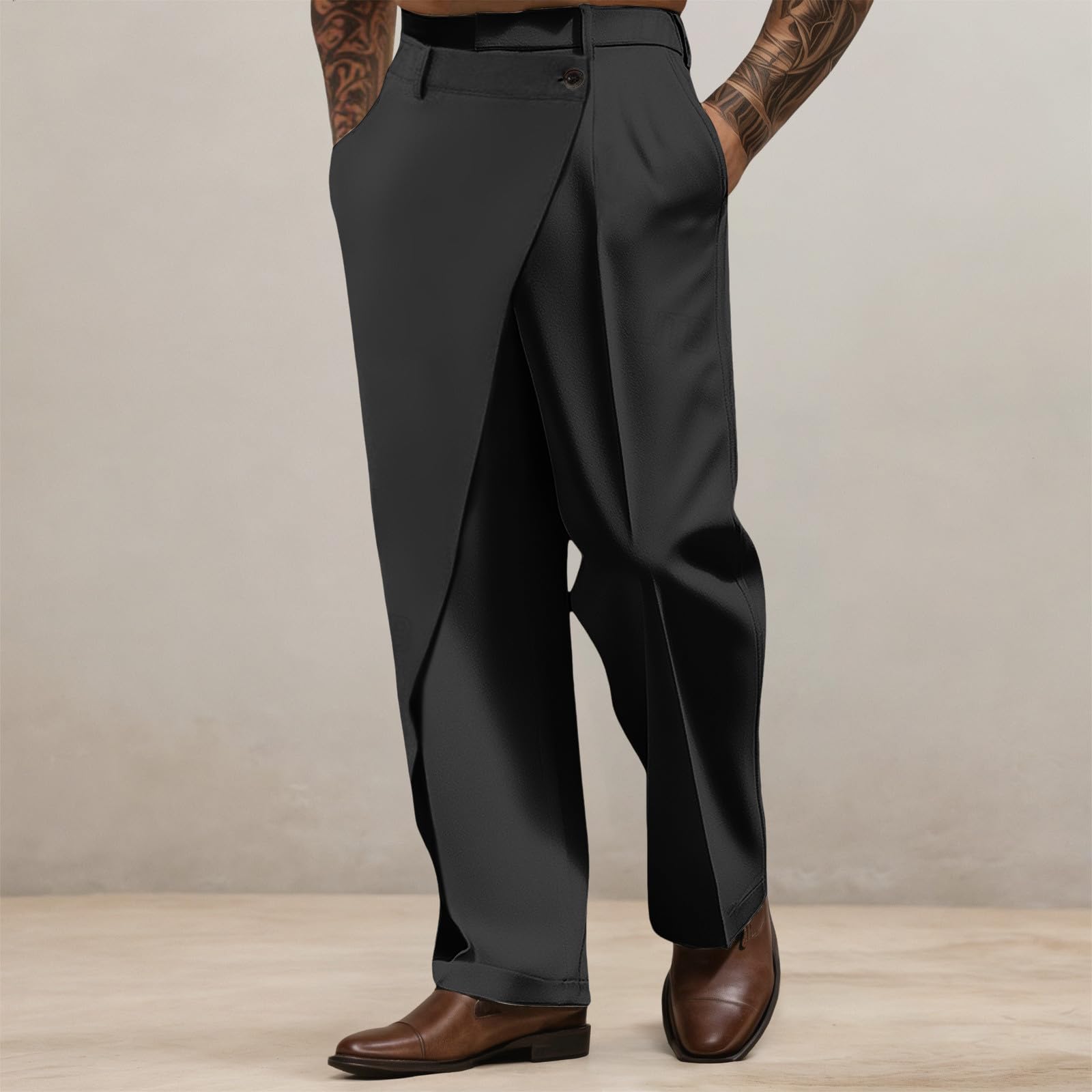 Générique Pantalon Costume Homme Coupe Droite Confort Douceur Long ExtéRieur Mode Streetwear Micro Stretch VêTement Design AsyméTrique Pantalon Homme Travail pour Bureau Mariages