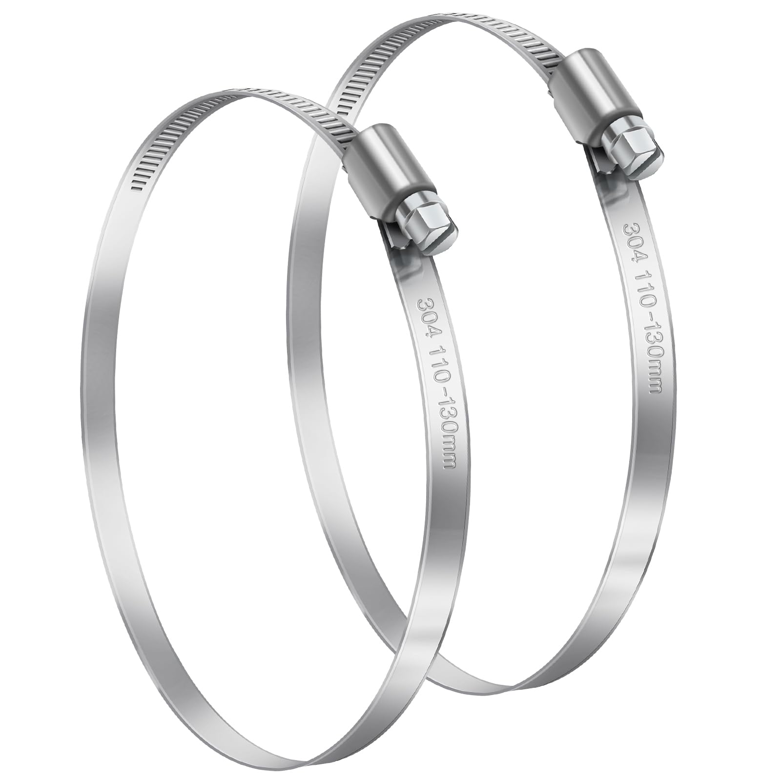 2 Pièces 110-130mm Collier de Serrage Réglable, Bolatus Collier de Serrage Inox 304 Collier Serrage Métallique pour la Plomberie, Piscine, l'Automobile et les Applications Mécaniques