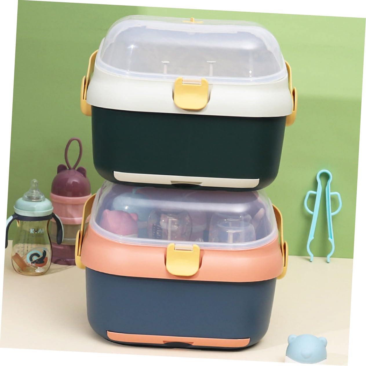 Gatuida Trockenbox Für Babyflaschen Mit Abnehmbarem Halter Großer Aufbewahrungsbehälter Mit Deckel Frei Staubdicht Für Babys Und Reisen