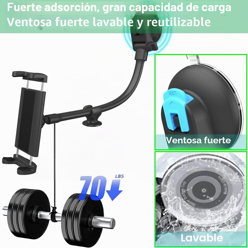 Soporte Tablet Coche Parabrisas con Ventosa para 4-13'' iPad Teléfonos, Universal Soporte Tableta Móvil Coche Salpicadero para iPad Pro 12.9 Air Mini, Samsung Galaxy Tab, Fire HD, iPhone