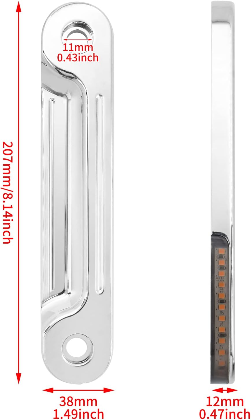 Motorcycle Front LED Flush Fork Turn Signals Brackets For Harley Touring Street Glide Road King 1998-2023 (Color: Chrome)