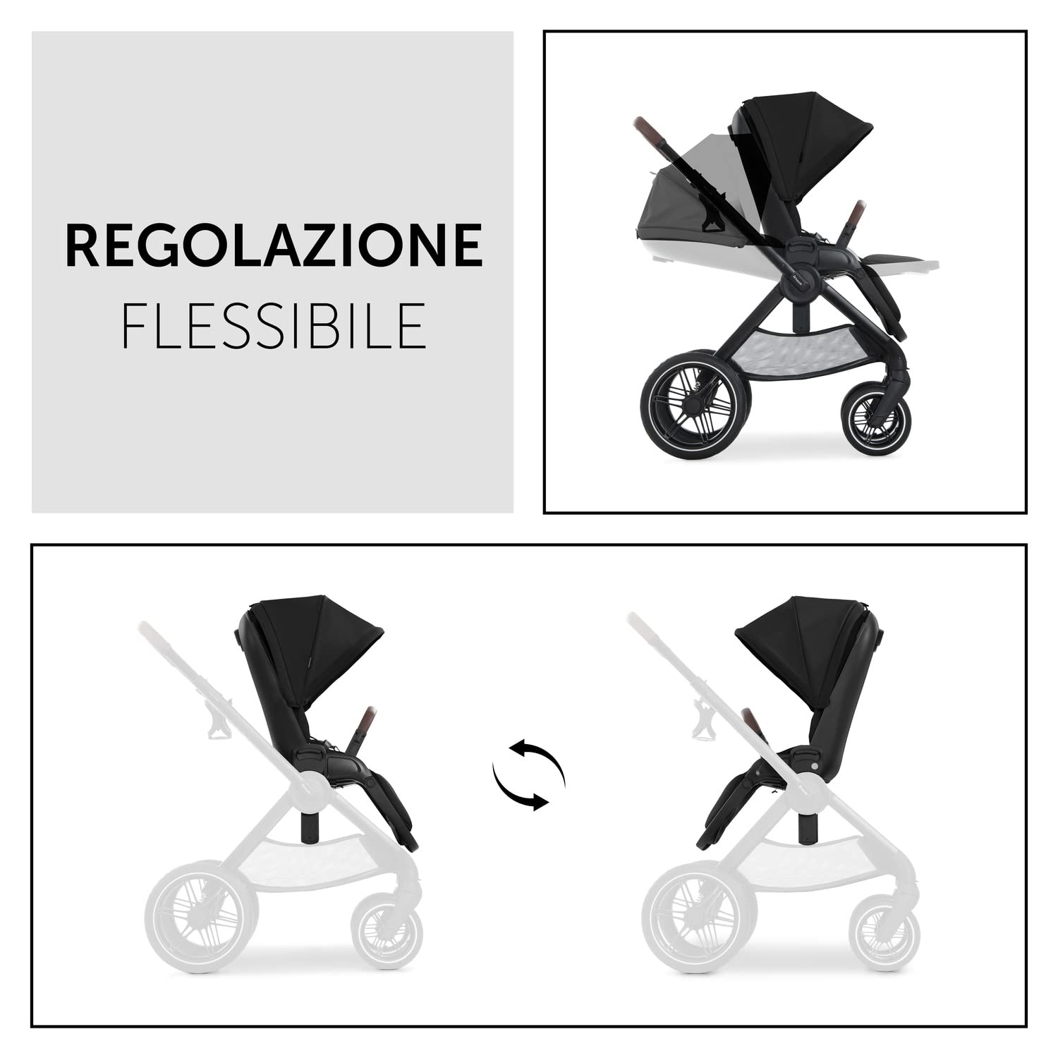 hauck Passeggino Da Viaggio Walk N Care - Da 0 Mesi Fino a 22kg - Passeggino Reversibile con Coprigambe, Seduta e Manico Telescopico - Passeggino Compatto con Ruote in Gomma, UV 50+ - Nero
