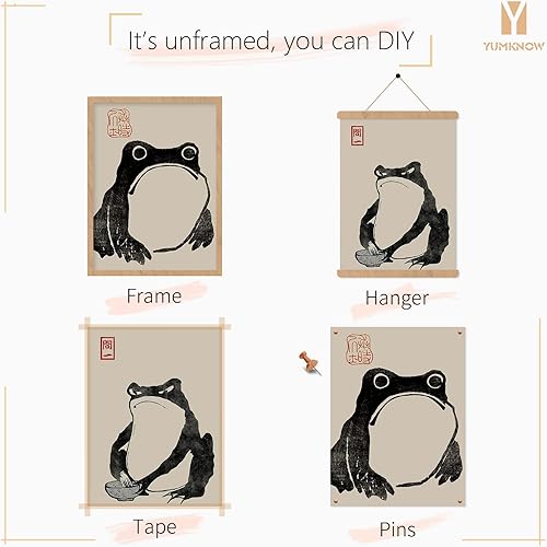 Vista 7 de Decoración de pared de rana japonesa, decoración japonesa, decoración japonesa, Wabi Sabi, póster japonés de Matsumoto Hoji, juego de imágenes