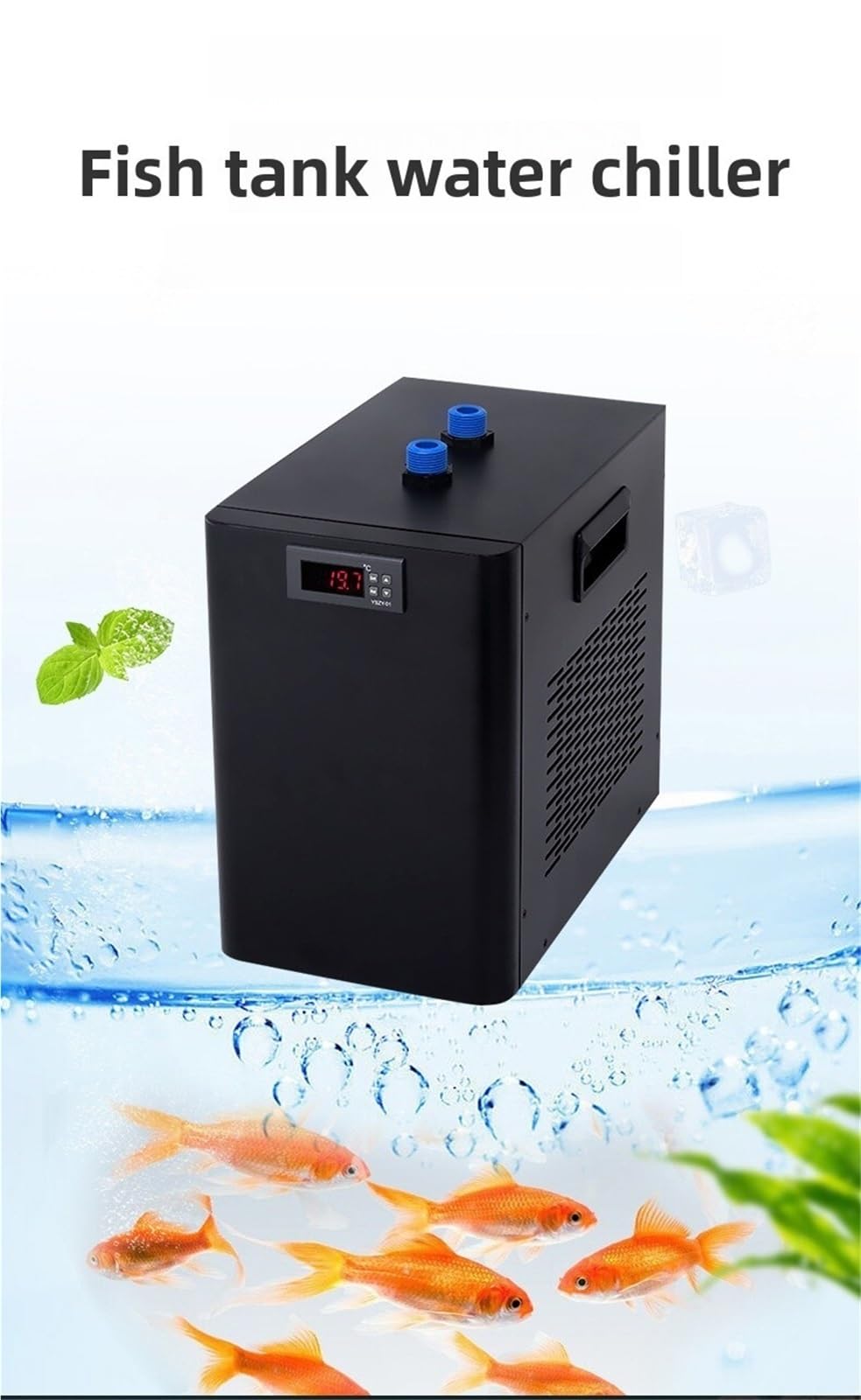 Refroidisseur d'aquarium 1/3P 1/2P 1P, Eau salée Douce à Faible Bruit, économie d'énergie, avec Tuyau de Pompe Large Application(160L-1/10P)