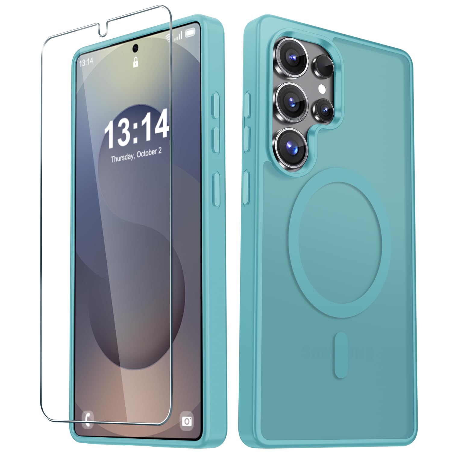 for Samsung Galaxy S25 Ultra Case, Matte Magnetic Phone Cover, Light Blue | Fit for MagSafe, Screen Protector included, Shockproof Military Grade Protection, Translucent Frosted Back