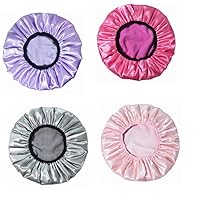 Vista 5 de Gorro de ducha con forro de rizo, gorro de ducha grande para mujer, gorro de ducha reutilizable con forro de toalla, gorro de baño impermeable