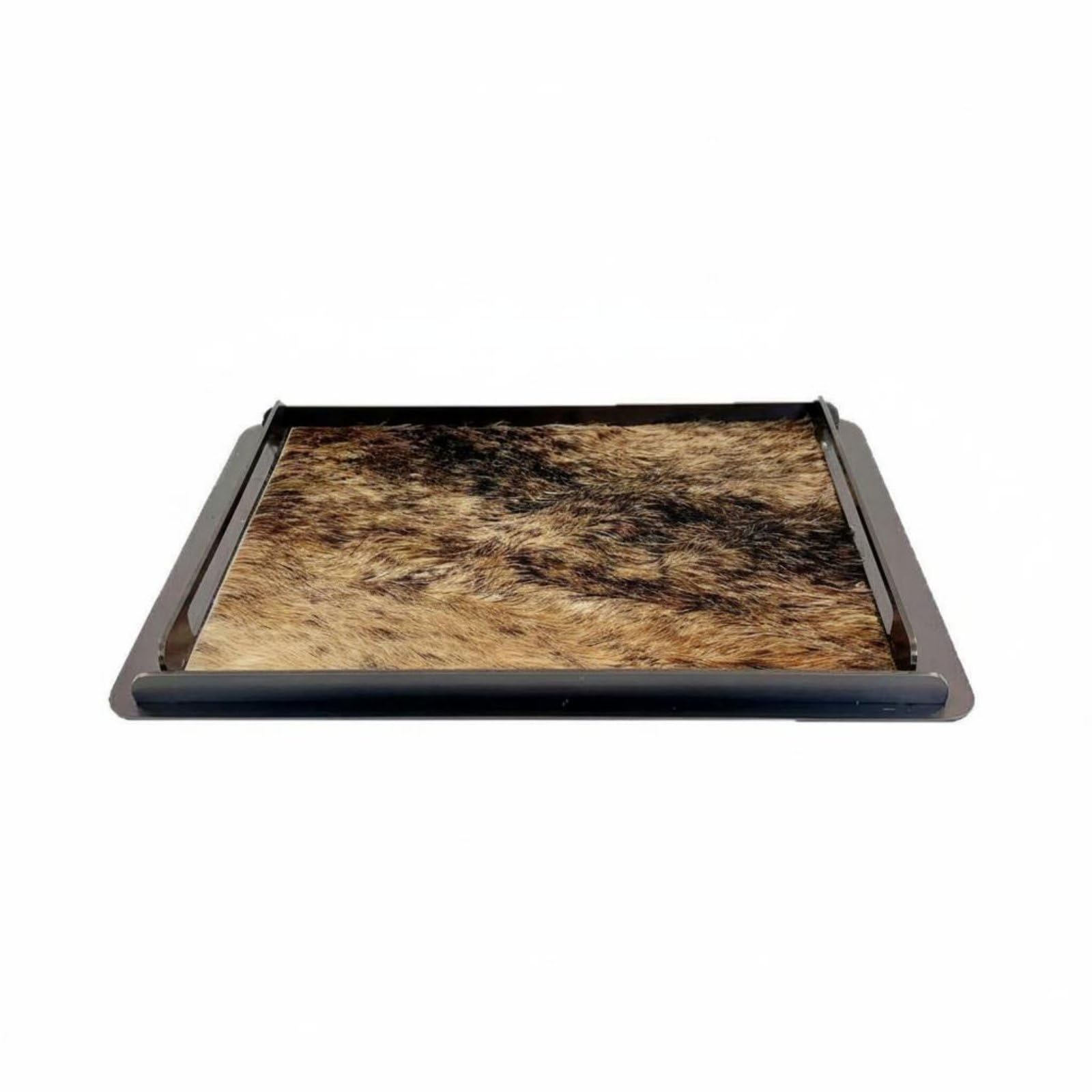 Bandeja Decorativa Bandeja Organizadora Bandeja de Exhibición Bandeja de Servicio con Combinación de Acero Inoxidable y Superficie Elegante Piezas, Crin Marrón