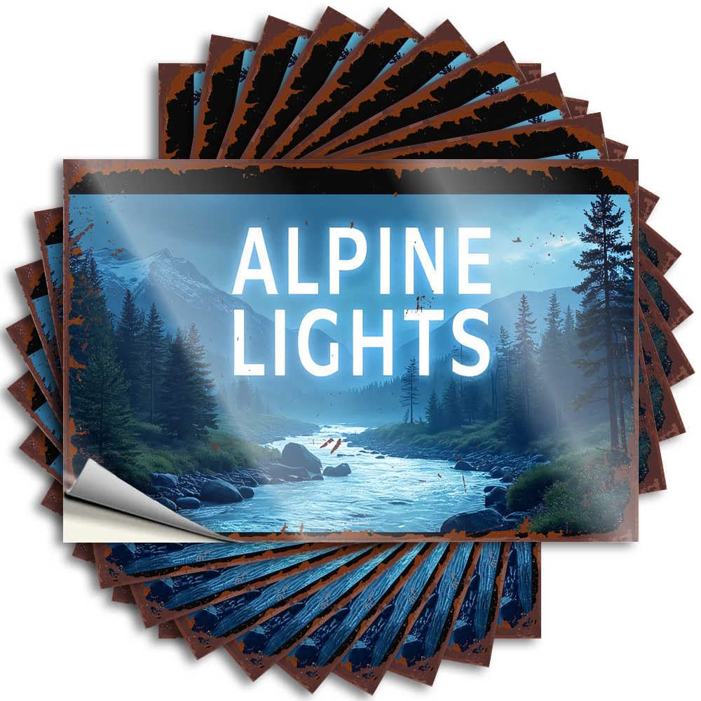 Fzfn Colour Lettering Sticker Music | Positive Case Alpine Lights: Nature's Serenity In The Mountains For Items(8X12cm)