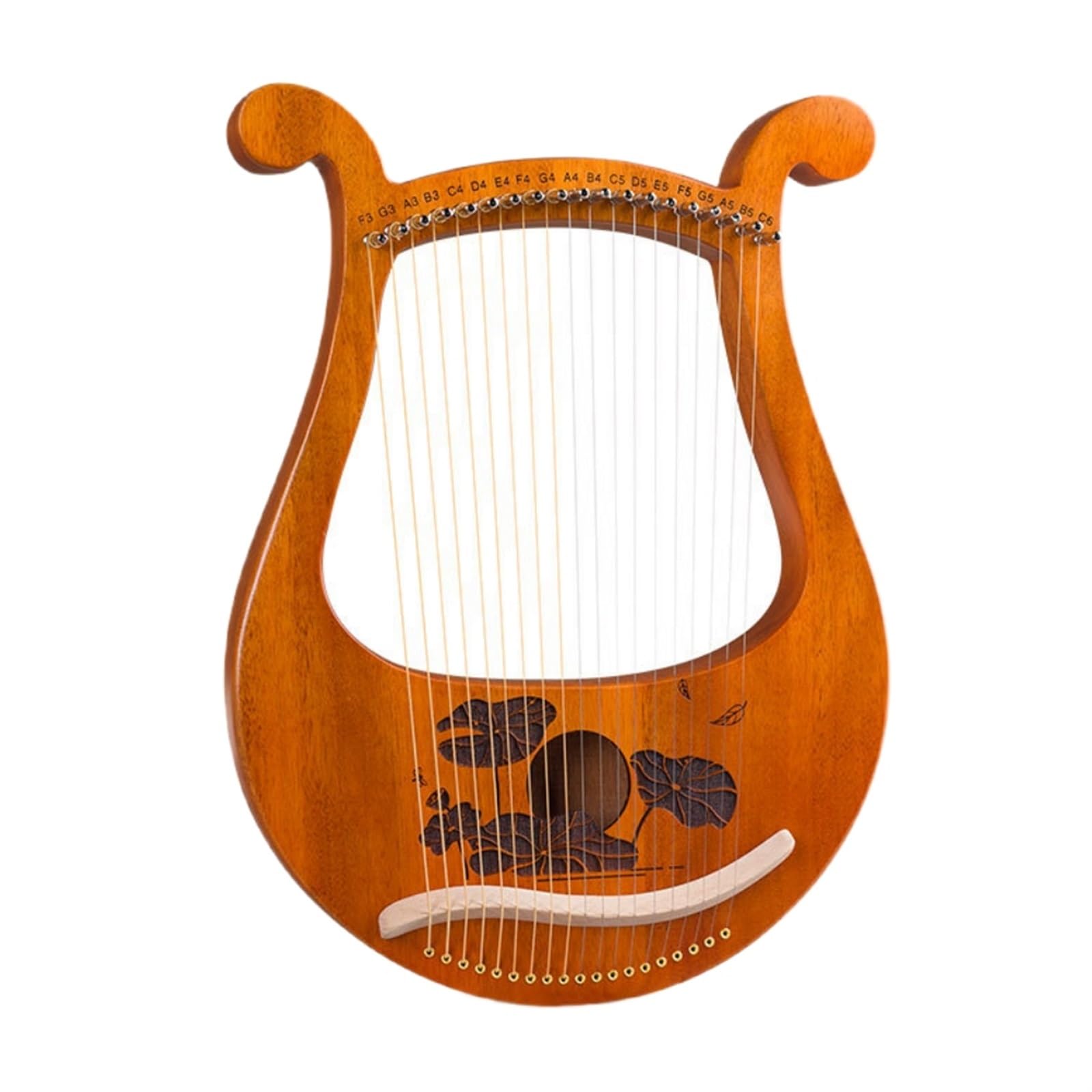 Lyre Harp 1set 19 Saiten Mahagoni Leier Harfe Musical Instrument Mit Stimmschlüssel Ersatz String Mahagoni 35x29x4cm Musical Instrument Teil(Lotus)
