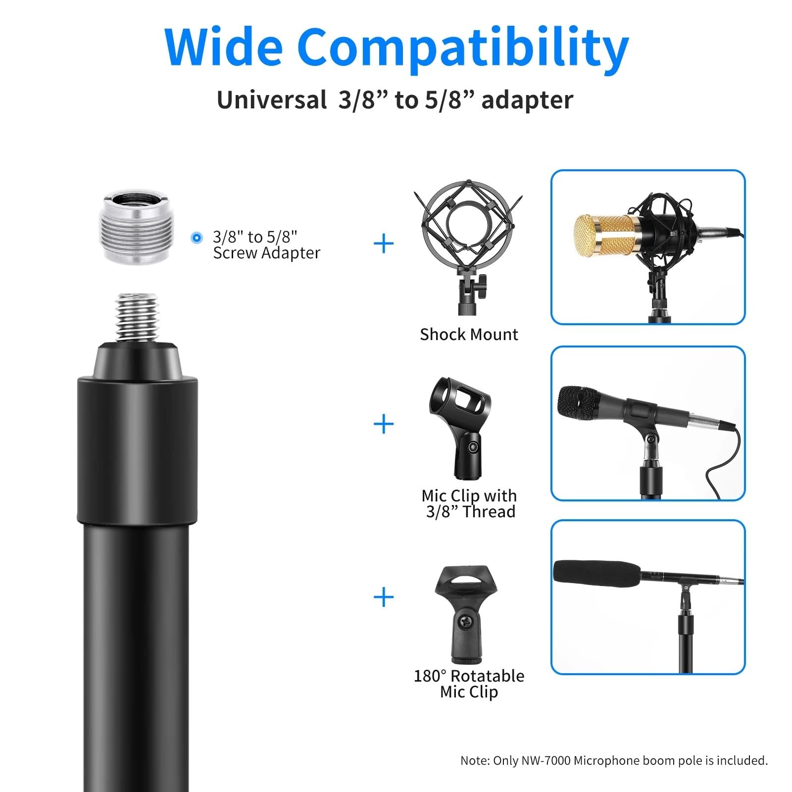 Compatible con brazo de micrófono de 3 secciones NEEWER NW-7000