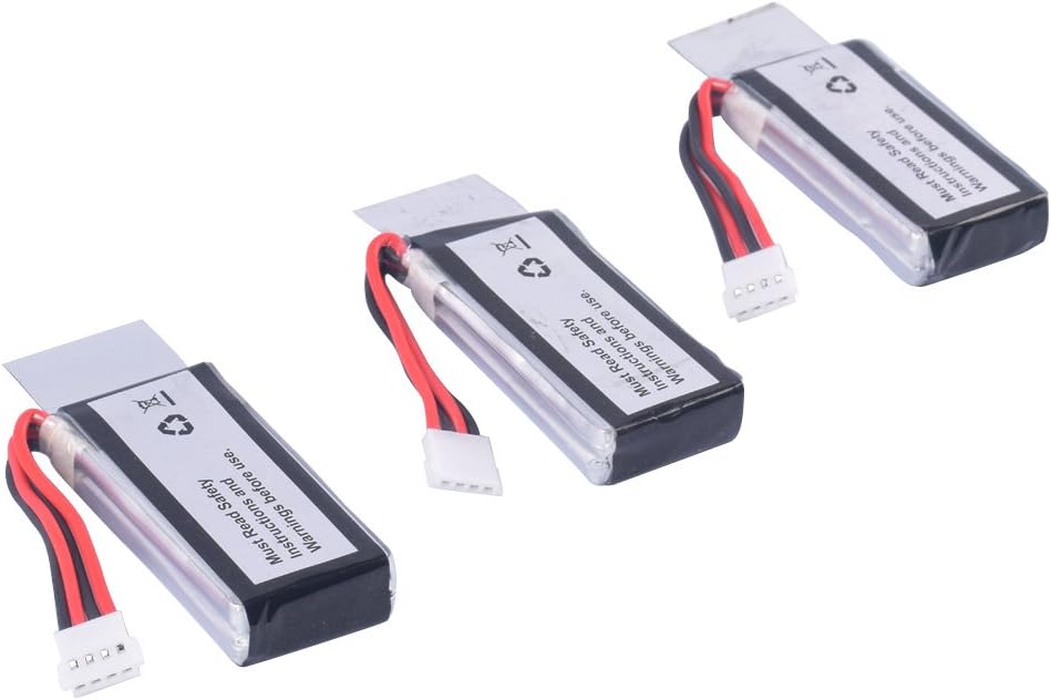 3pcs 3.7V 350mAh Battery for UDI U818A WiFi FPV Discovery-WiFi,U845 Voyager-WiFi RC Quadcopter Drone Spare Parts (3 Batteries)