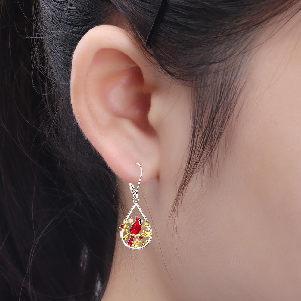 Cardinal Earrings for Women Red Cardinal Earrings Dangle Sterling Silver Bird Cardinals Jewelry Memorial Mothers Day Gifts - Image 5