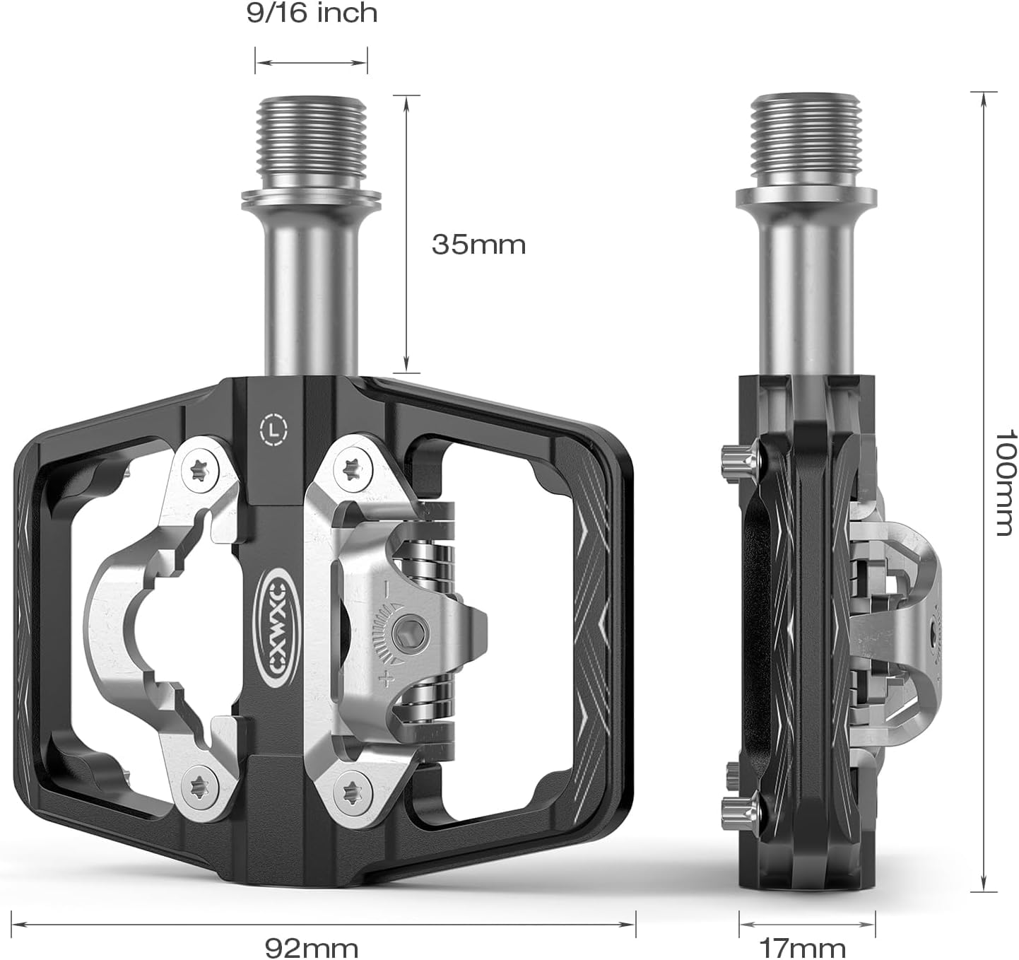 Pedały rowerowe kompatybilne z blokami Shimano SPD - dwustronne pedały platformowe i zatrzaskowe, pedały platformowe 9/16” oraz zatrzaskowe do rowerów szosowych, MTB i hybrydowych