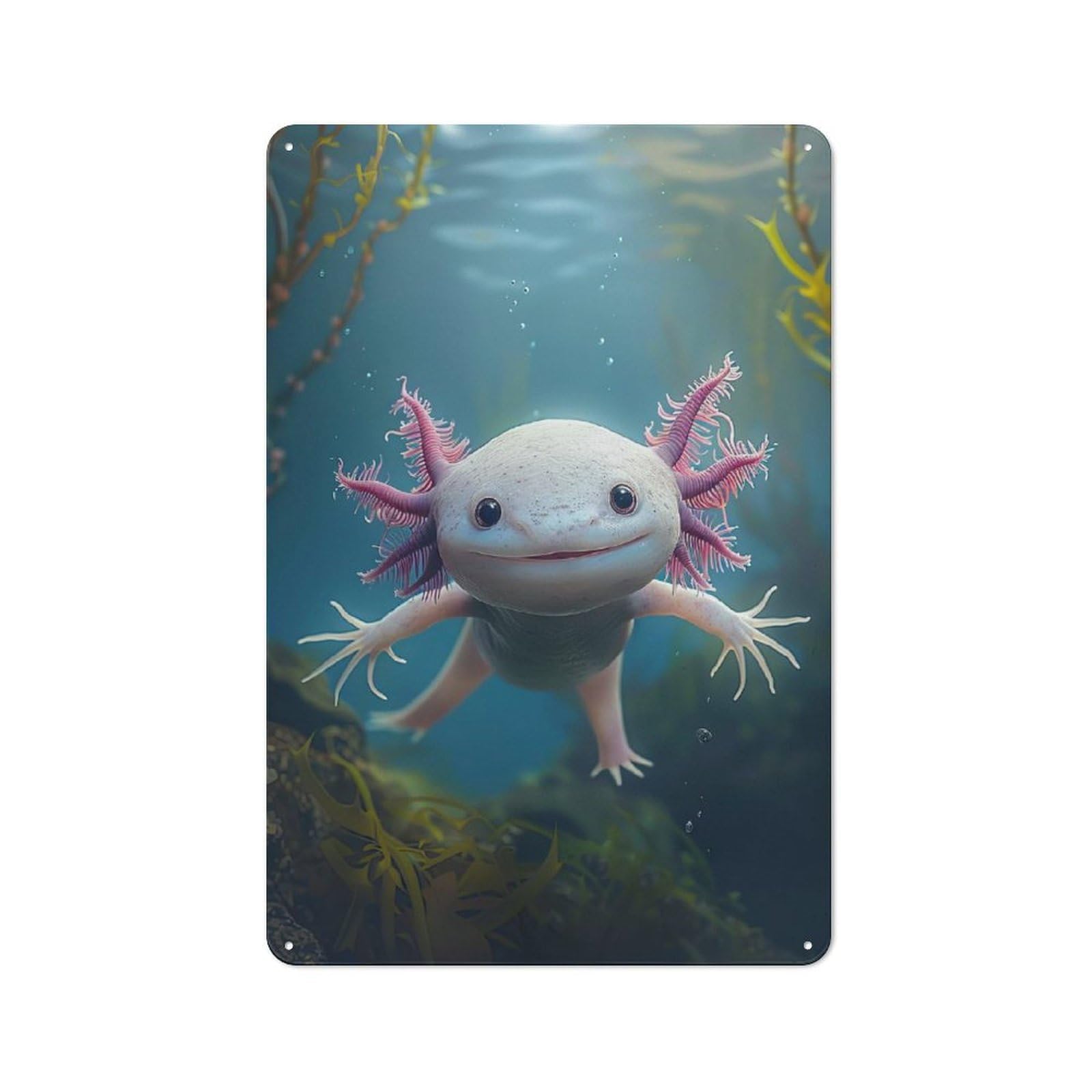 Junmoney Axolotl Retro Decorative Tin Plaque 30X20cm Featuring Novelty Wall Art For Bedroom, Kitchen, Office Or Living Room