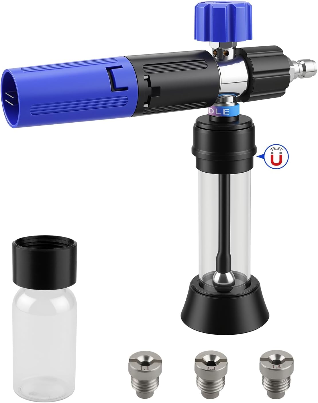 Mini Magnetic Suction Foam Cannon Fit for Most Car Washing Accessories Foam Cannon for Pressure Washing Accessories Washer with 1/4'' Quick Connector Adjustable Nozzle