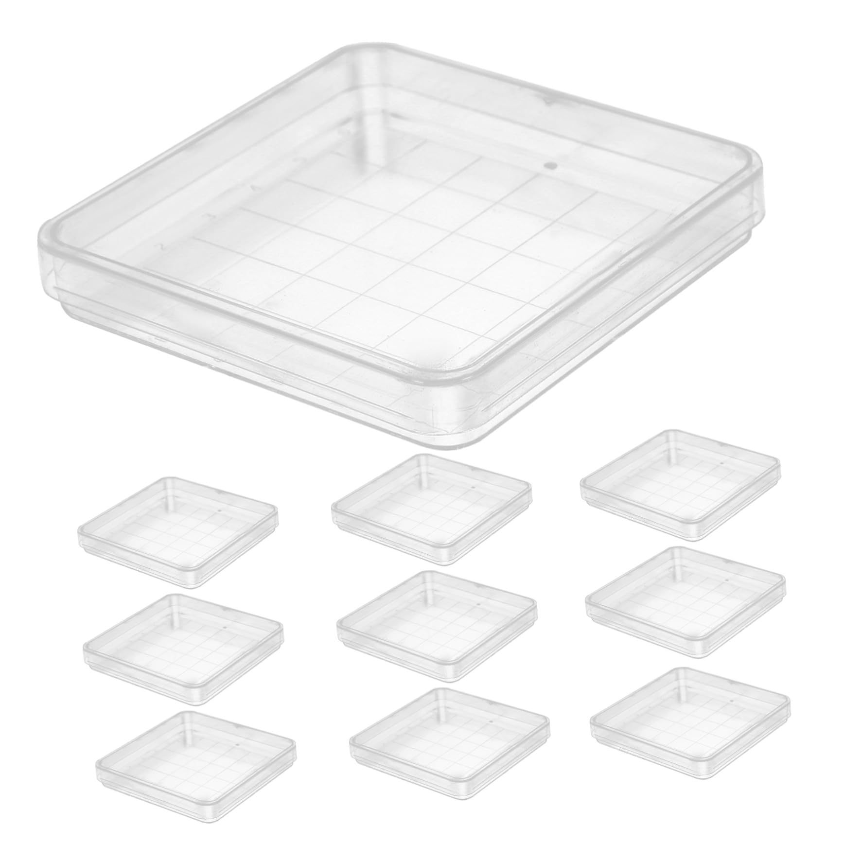 ULTECHNOVO Boite Petri 10cm Carrée en Ps avec Couvercles Sécurisés, Lot de 10 Pièces, pour Université et École, Résultats Précis en Microbiologie et Biologie