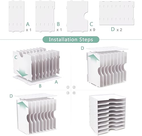 Miniatura 7 de SONGWAY Organizador de Archivos para Escritorio - Soporte de Documentos de 9 Niveles Amplio, Estante de Almacenamiento para Cartas y Correo,