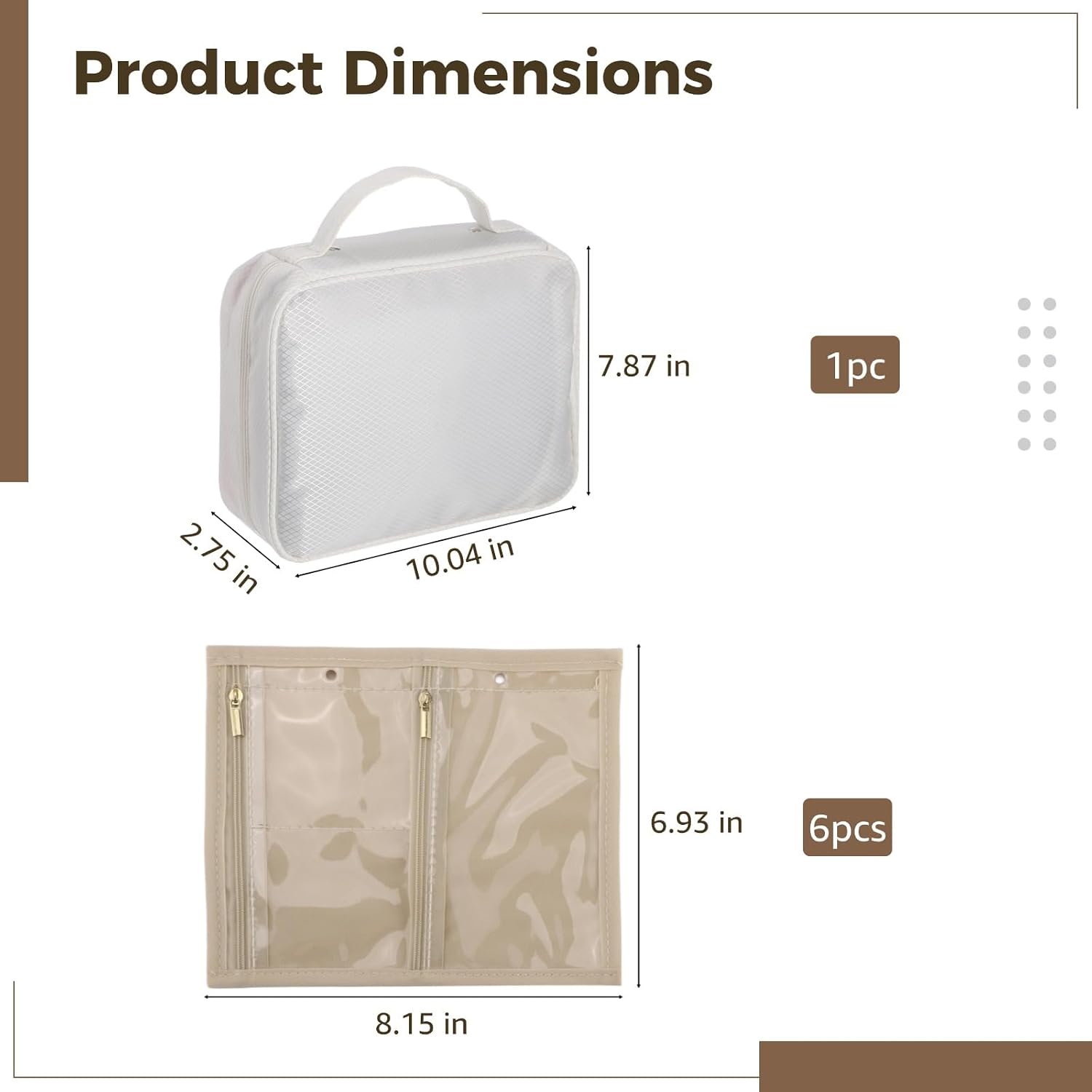 Travel Jewelry Organizer Case with 6 Inner Pages, Portable Storage Bag Book Binder for Rings Necklaces Earrings, Double Zipper Jewelry Organizer Bag for Women