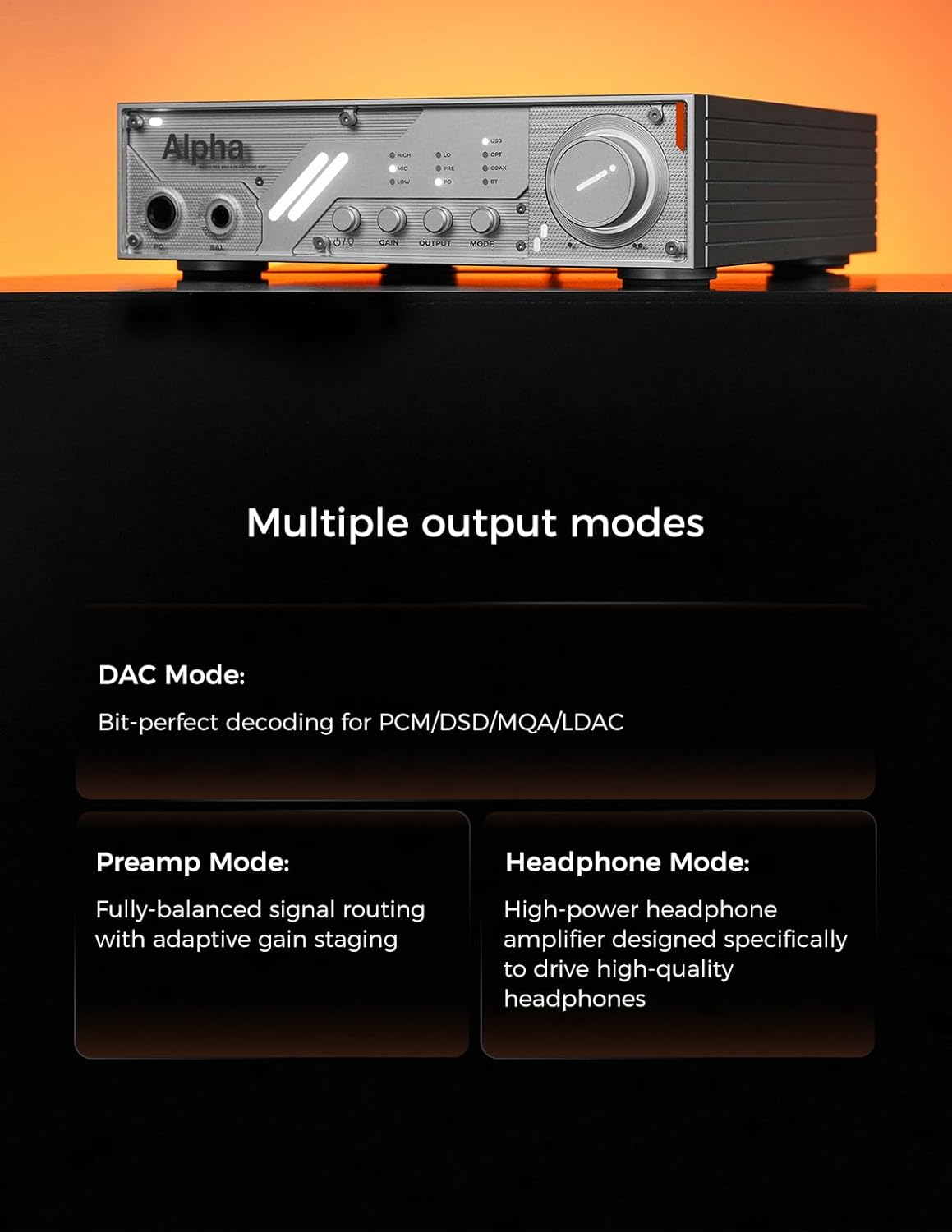 D&A Alpha Fully Balanced Desktop Hi-Res DAC & Headphone AMP Dual ES9039Q2M Decoder