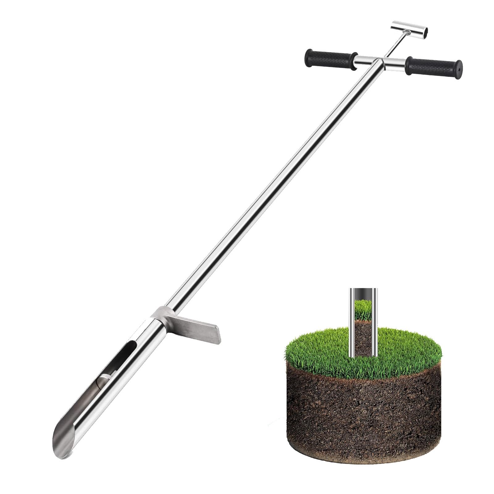 Bodenprobensonde, 91 cm Bodensondenstab, Erdsondenstab, Bodenprobennehmer Mit Fußpedal, Für Bodenprobenentnahme, Gartenarbeit(Dia 38MM(1.5in))
