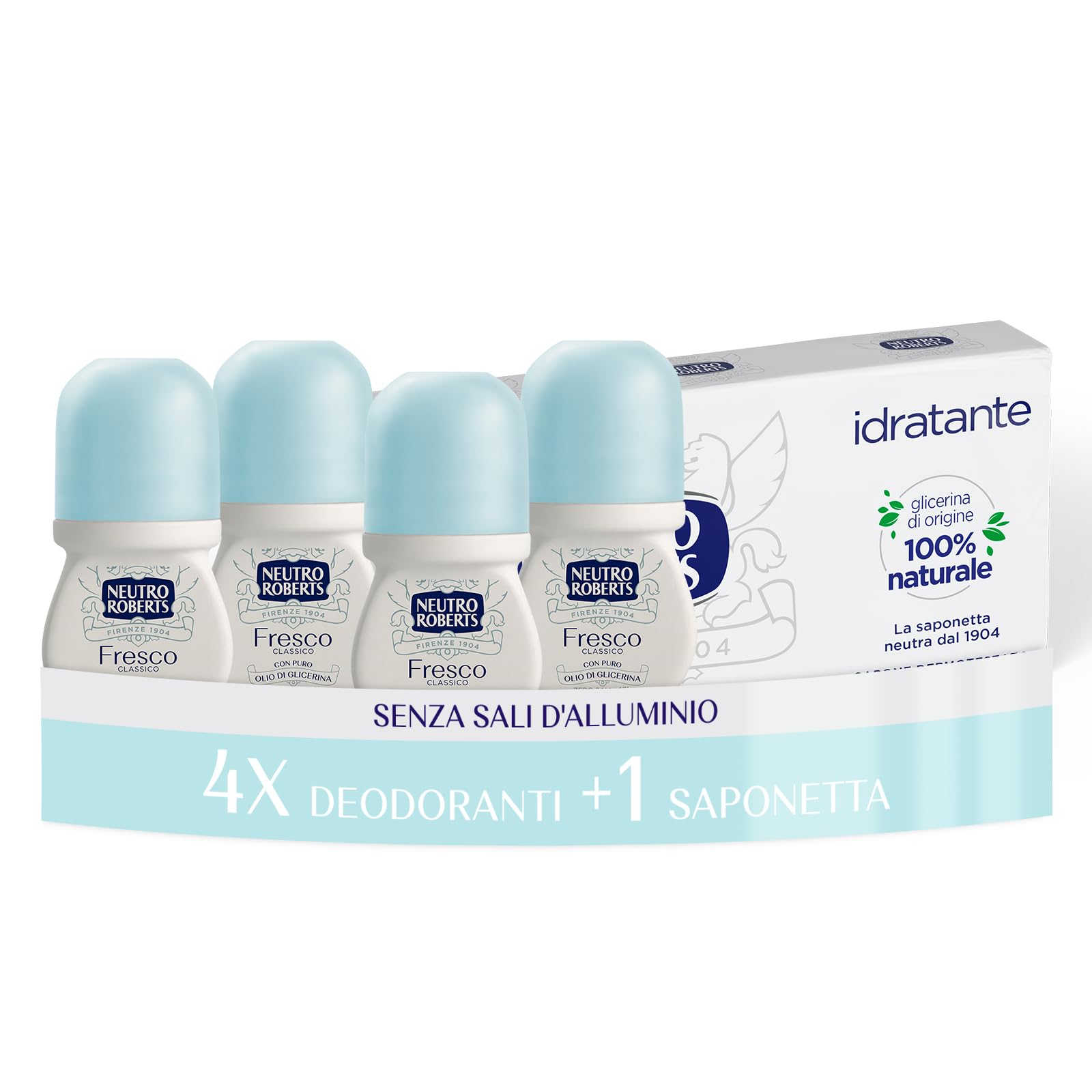 Neutro Roberts, Deodorante Roll-On Fresco Classico, 4 x 50 ml