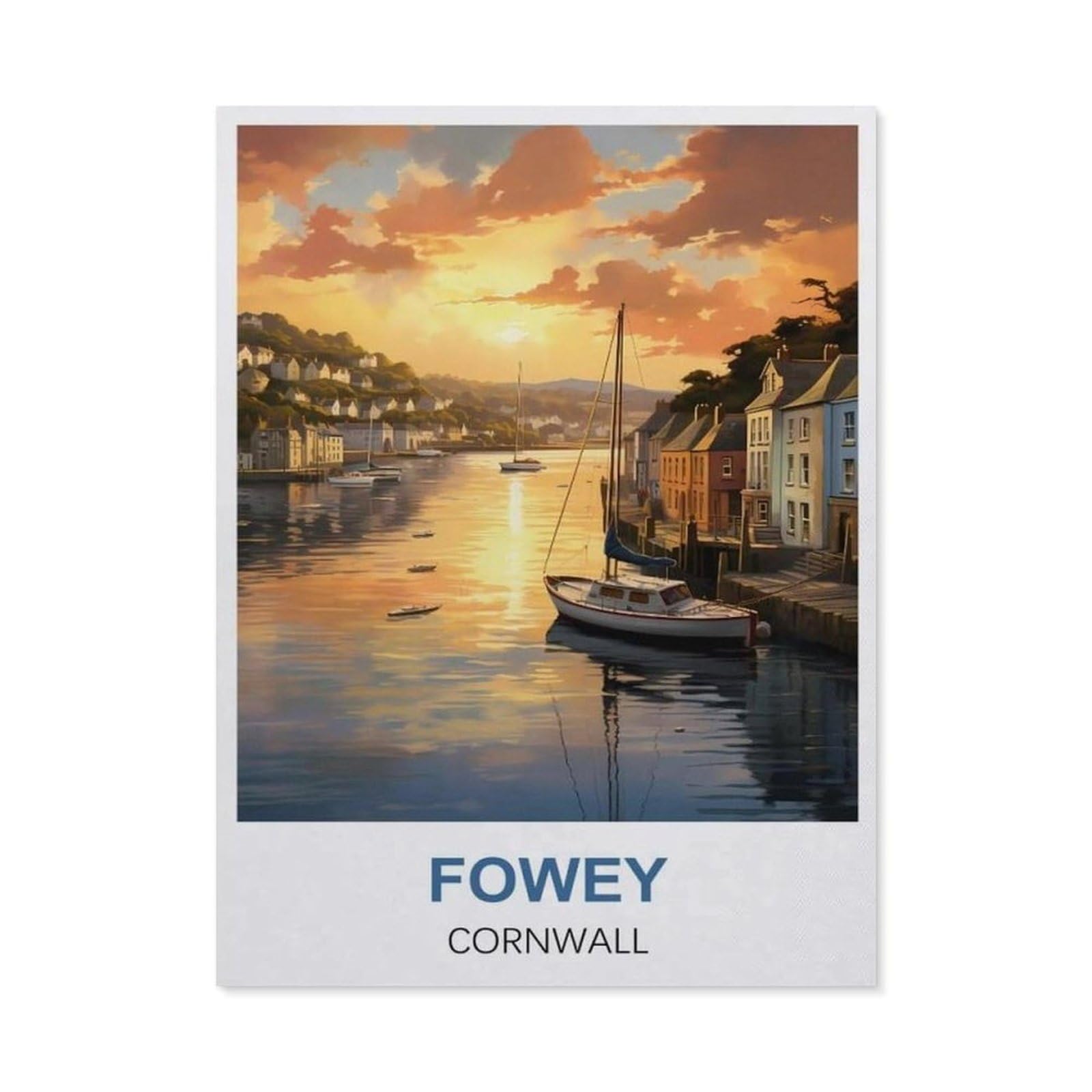 BEAYODKP Full Diamond 5D DIY Diamond Painting，Fowey Cornwall（30x40cm）