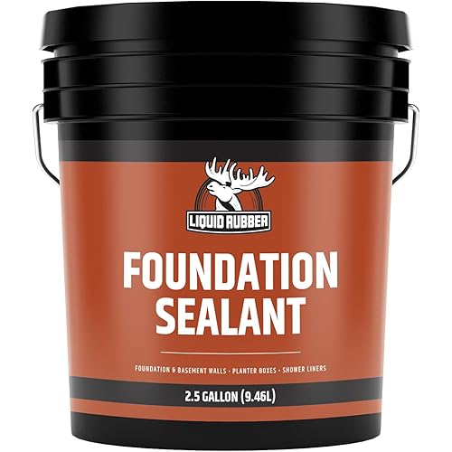 Liquid Rubber Basement and Foundation Repair Sealant - Waterproof Concrete Sealer & Crack Filler - Flexible Coating for Indoor & Outdoor Use - Waterproofing Paint - Black, 2.5 Gallon
