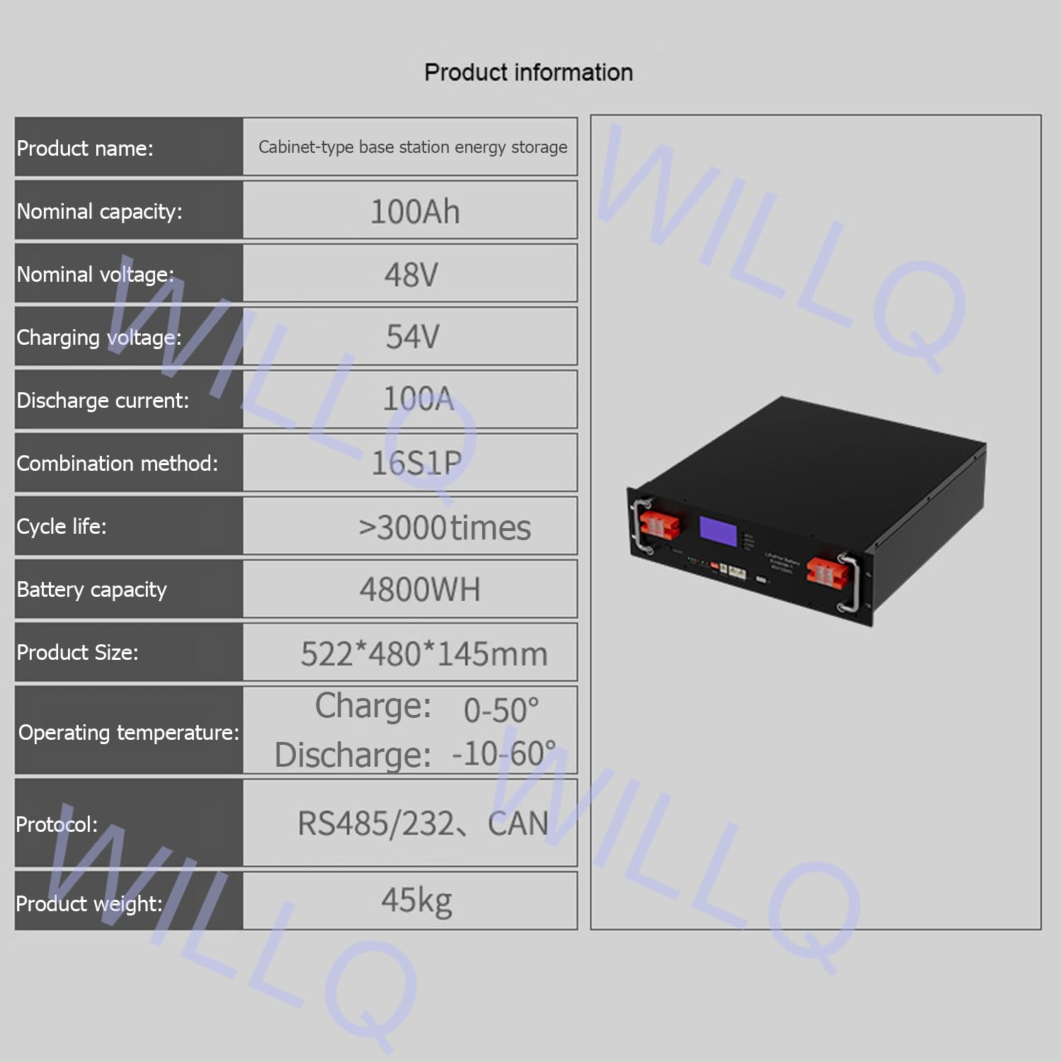 Batería Recargable Ciclo Profundo LiFePO4 Litio 48V 100Ah 5 KWh 3000 ciclos de Vida con BMS Monitor LED Uso para RV Fuente de alimentación Solar Marina terrestre Fuera de la Red