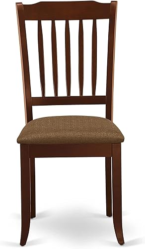 Miniatura 4 de East West Furniture DAC-MAH-C Danbury - Sillas de comedor tapizadas de tela de lino, de madera maciza, juego de 2, caoba