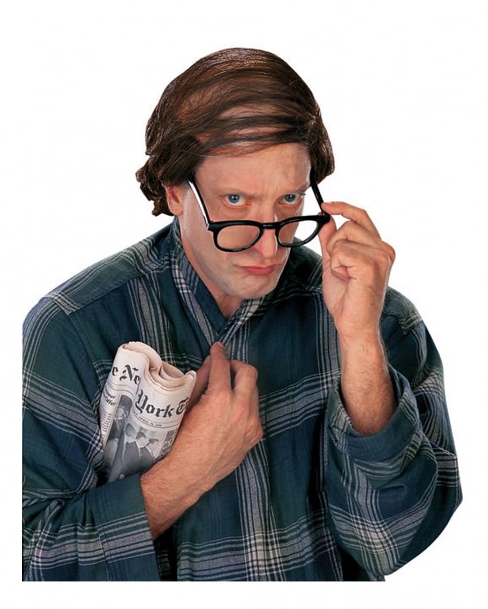 Parrucca Mezza Calva Marrone Per Travestimento - Accessorio Divertente Da Nonno Per Feste E Carnevale - Foto 6