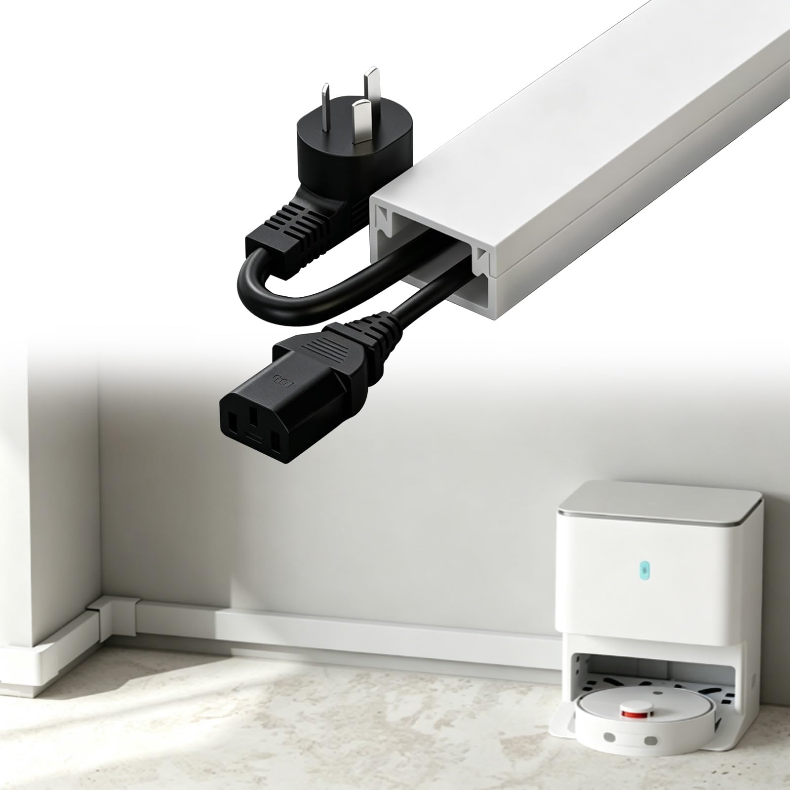 Escondite De Cables De TV Montado Pared, Funda Cable Blanca | Ocultadores Cables Piso Pared, Organizador Cables Electrodomésticos Cocina Interiores Y Exteriores(30x15mm,L 800cm/26.2ft)