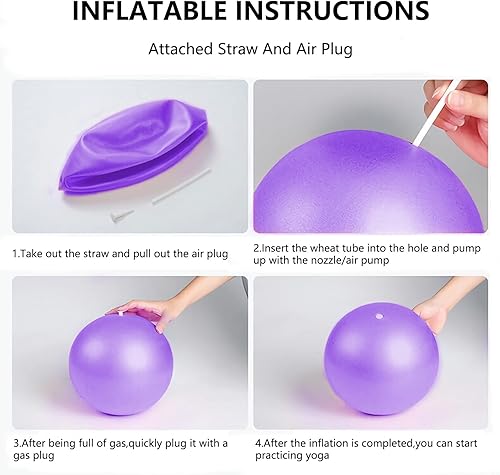 Miniatura 4 de Fsadwnn - Pelota de ejercicio pequeña, bola de pilates de 9 pulgadas, pelota de ejercicio pequeña con bomba, bola de barre, mini pelota dobladora,