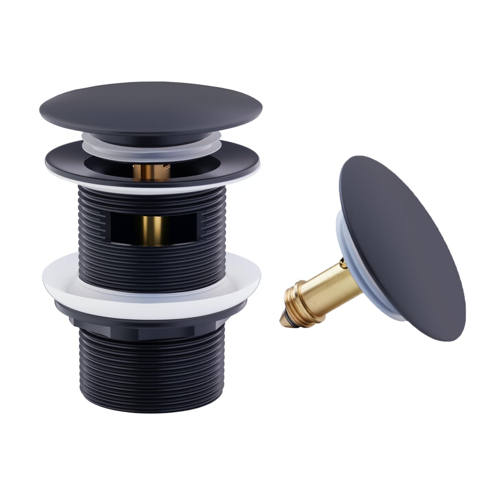 Freestanding Bathtub Drain Brass Pop-up Bathtub Drain Plug,Suitable for Most Freestanding Bathtubs Comes with a Cover and a Pop-up Core for Replacement (Matte Black)