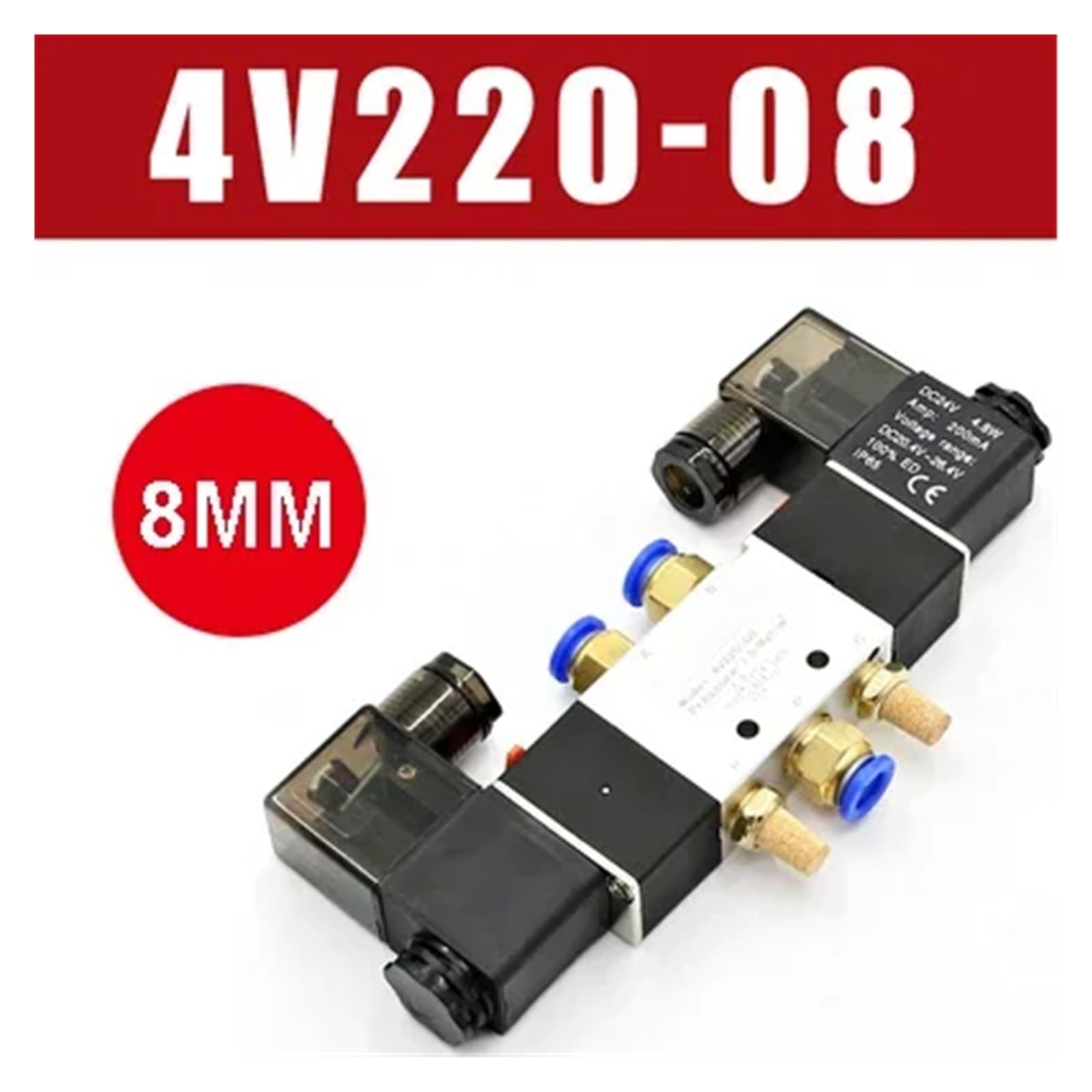 Electroválvula 220V Neumática 4V220-08 Aire 5 Vías 2 Posiciones Bobina