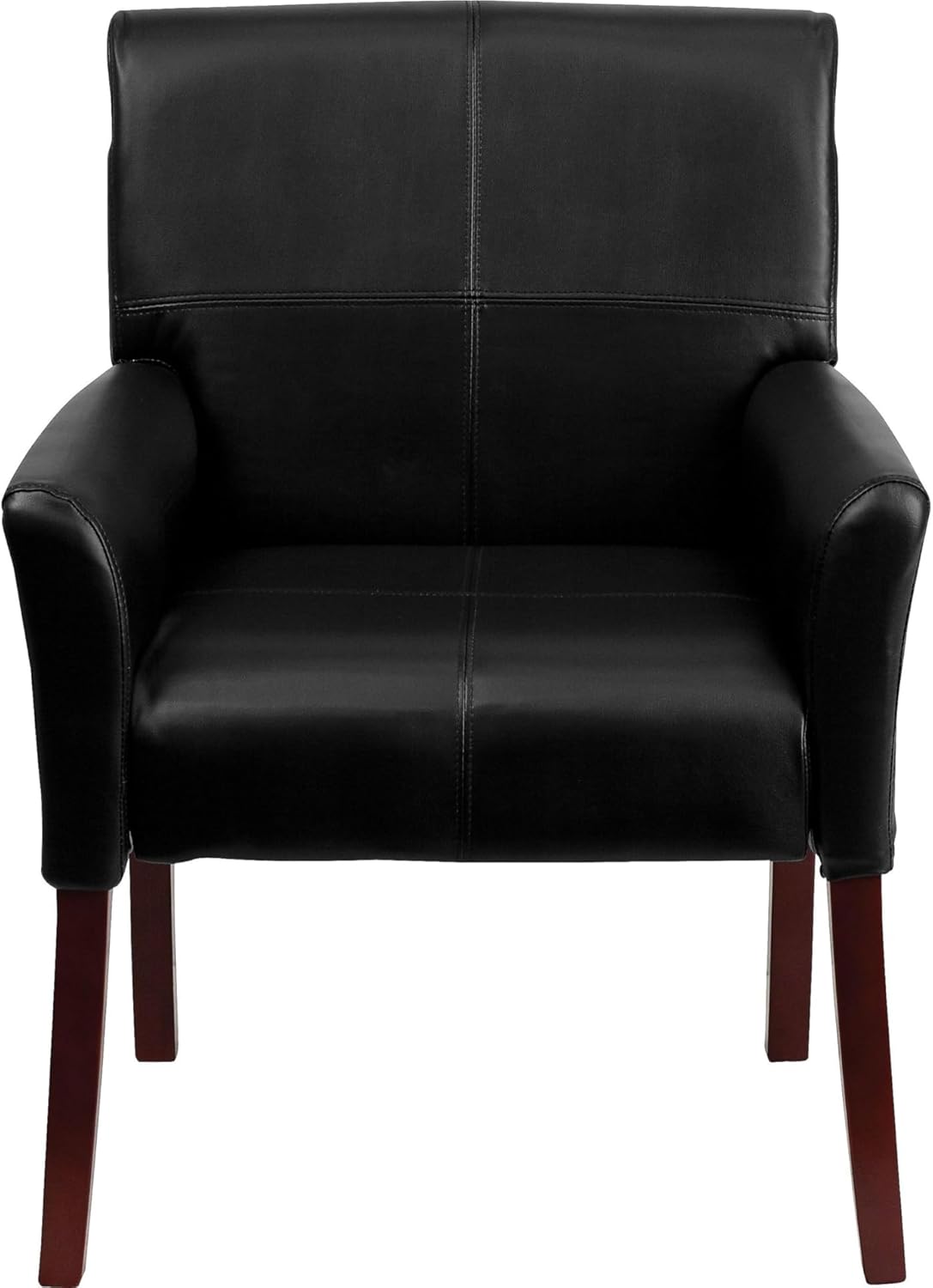 Flash Furniture Taylor LeatherSoft Upholstered Executive Side Reception Chair, Lobby Chair with Cushions and Padded Arms, Black